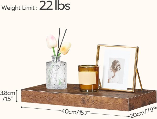 bulk purchase hoobro floating shelves, wall shelf set of 2, 15.7 inch hanging shelf with invisible brackets, for wall decor in bathroom, bedroom, toilet, kitchen, living room, office, rustic brown bf40bj01 trade price