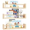 bulk purchase fixwal nursery shelves, 16.5 inch floating bookshelves for wall set of 3, baby nursery decor, solid wood wall mounted shelves for books (natural wood) trade price