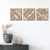 bulk purchase tatuo 3 pcs geometric wood wall art, modern slatted wood design wall decor, hanging abstract panels wall decor with 3d hollow craft art for home office kitchen living room bathroom (simple geometry) trade price