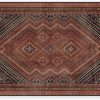 manufacturer direct ruggable kaden washable rug - perfect vintage area rug for living room bedroom kitchen - pet & child friendly - stain & water resistant - amber red 3'x5' (standard pad) trade price