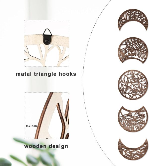 bulk purchase jetec 5 pieces moon phase wall hanging decor wooden moon wall art nordic moon phases wall art moon decor for room bar ornament (brown) trade price