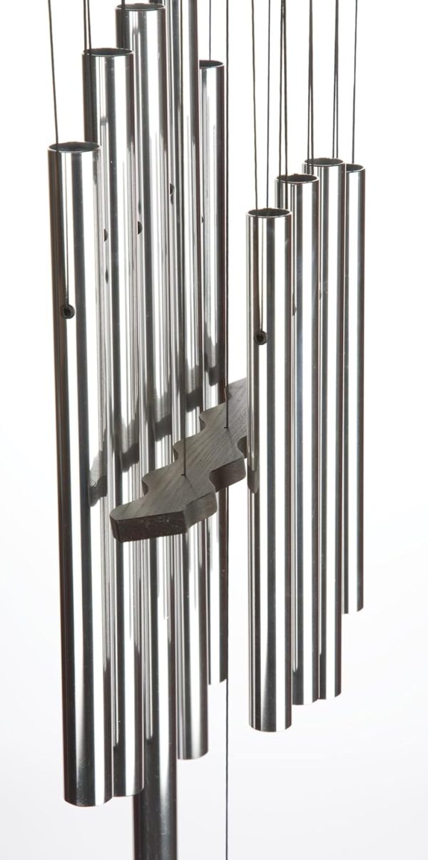 producer to buyer woodstock wind chimes, outdoor decor, patio and garden decor for outside, front porch decor, (34") wind chimes for patio decor, eastern energies healing wind chime silver gifts (hc) discounted pricing