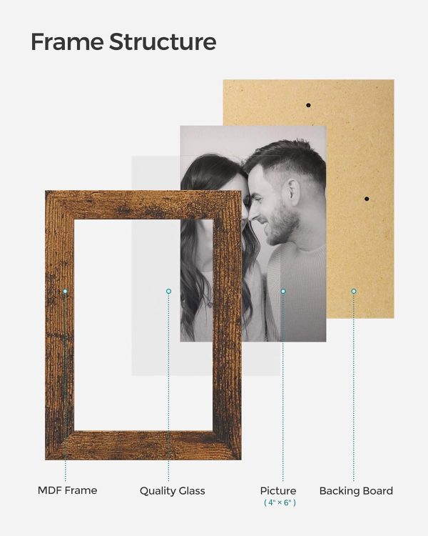 bulk purchase songmics collage picture frames, 4x6 for wall decor set of 12, multi family photo for gallery decor, hanging display, assembly required, rustic brown trade price