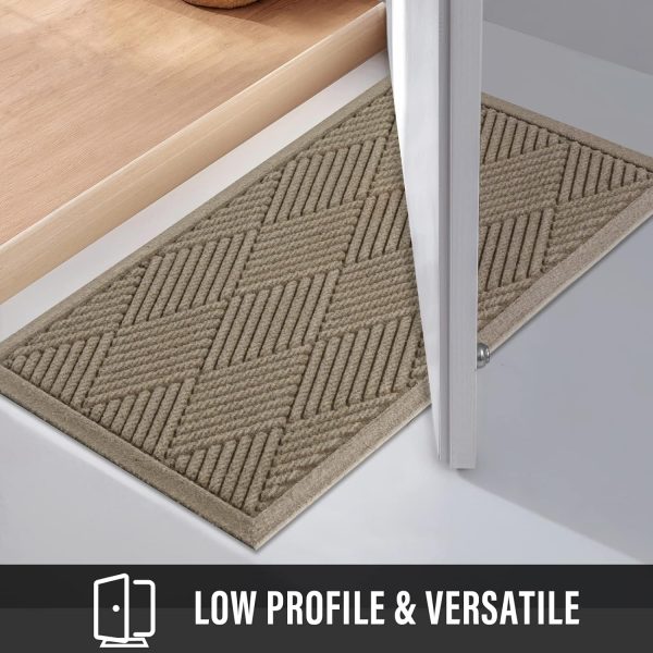 global sourcing sturdy front door mat, absorbent muddy dirt resist welcome door mats outdoor indoor, stain and fade resistant, non-slip rubber backing low profile doormat for entryway, 30×17, beige oem/odm services
