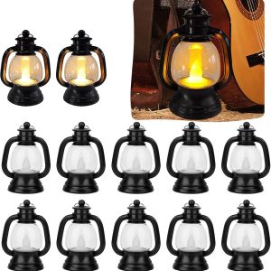 custom wholesale mini lantern decorative 12 pieces vintage black small lantern with flickering led candles decorative hanging candle lanterns for wedding decorations,christmas,table centerpiece oem/odm services