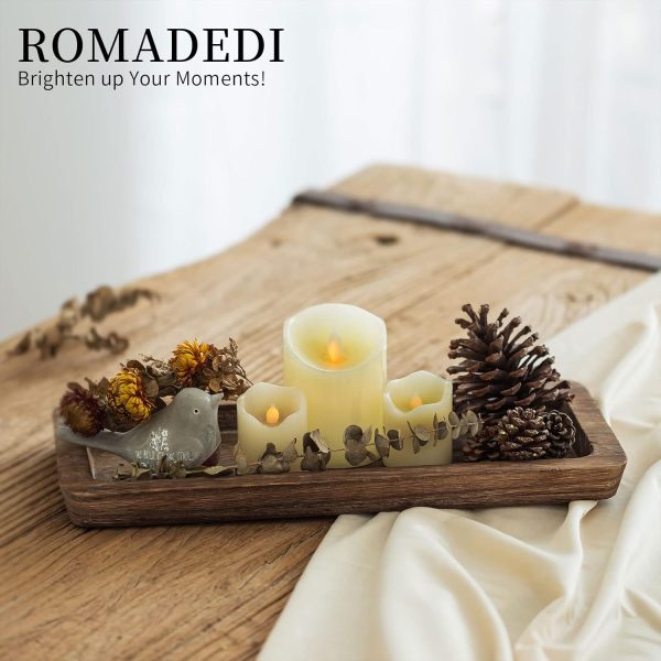 wholesale direct romadedi wooden decorative tray candle holder - wood long narrow tray home decor small rustic centerpieces trays for coffee table dining room kitchen bulk purchase at factory prices