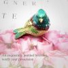 dropship from factory turquoise green bird trinket boxes hinged ,bird decor with crystals enamel jewelry box.necklace ring box earrings storage.collectible bird lover gifts figurines home decor . mass production supply