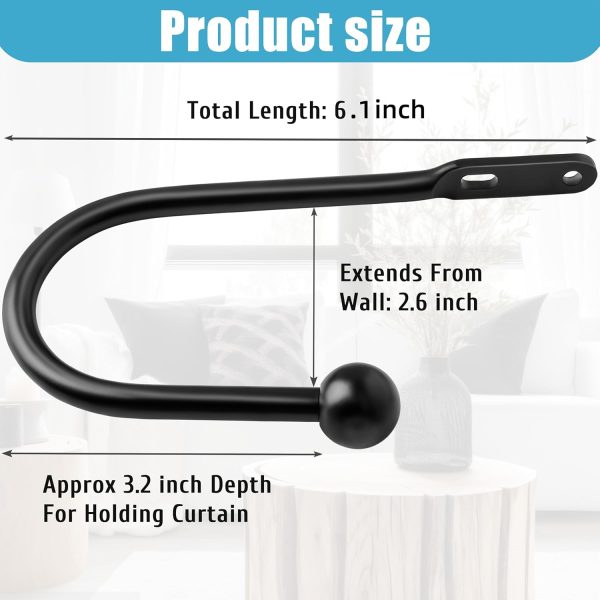 bulk purchase vrss wall mount curtain tiebacks drapery holdbacks curtain holdback hooks simple style (2pcs black) factory discount