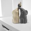 dropship from factory loving pair of elephants in beige & grey - modern ceramic sculpture - figurine as a set - decoration figure 6.3" high - ornament elephant in love mass production supply