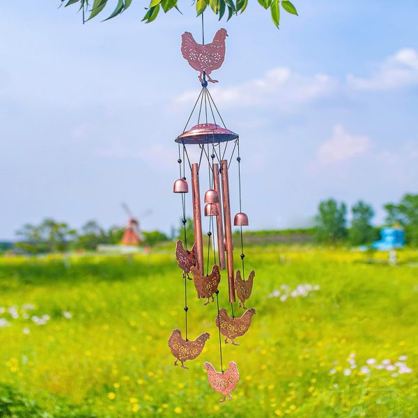 producer to buyer chicken wind chimes for outside,chicken gifts for women/men/sympathy gift/memorial gifts/birthday festival gifts metal windchimes outdoors/indoors,patio decor,garden decor,home,yard decor discounted pricing