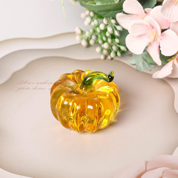 dropship from factory longwin mini crystal pumpkin collectible figurines glass pumpkin figurine paperweight tabletop decorative ornaments for fall harvest thanksgiving halloween home decor ornaments mass production supply