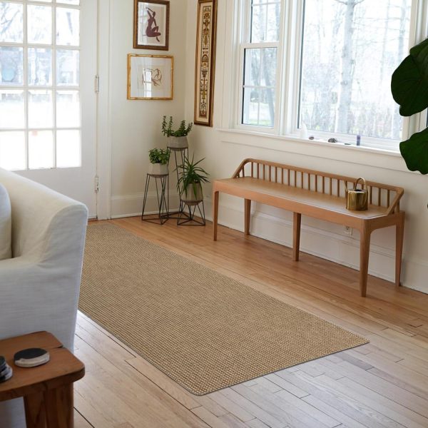 manufacturer direct earthall boho runner rug 2x6 ft washable runners for hallways cotton rubber backed kitchen runner braided indoor floor carpet runners for entryway, hallway, kitchen, bedroom, tan/brown trade price