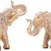 dropship from factory elephant statue for home decorations,elephant figurines with trunk up,elephant decor for shelf shelves table living room nightstand,african elephants gifts for women small set of 2 gold color accents mass production supply