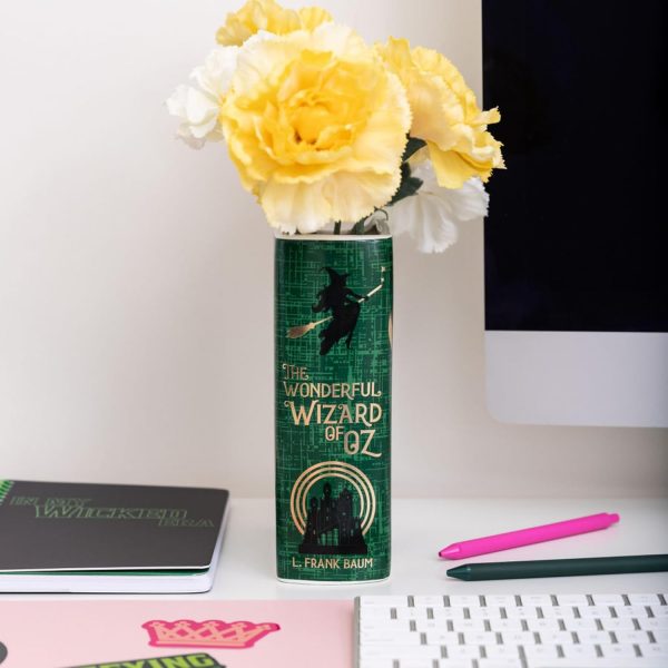 oem/odm services steel mill & co original large book-shaped decorative vase, ceramic vases for home decor, cute bookshelf decor, unique vase for book lovers, wizard of oz affordable bulk deals