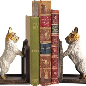 supplier direct decorative bookends - cast iron dogs sculptural bookend pair - heavy duty dog statue, vintage shelf décor wholesale prices