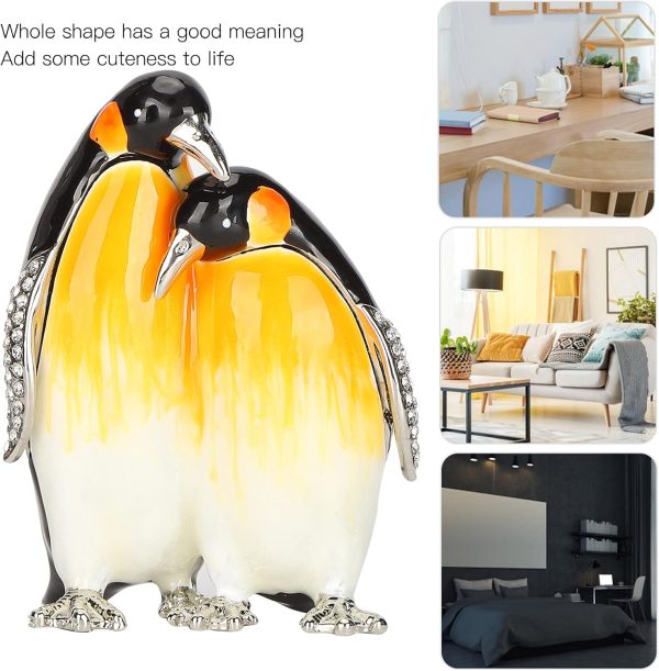 dropship from factory belupai penguins couple figurine decorative, penguins with hinged enameled jewelry box, jewelry box hinged trinket boxes for ornament desktop crafts collection decor mass production supply