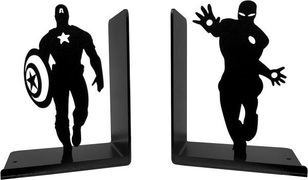 supplier direct superhero bookends | decorative bookends for shelves | non-skid book holders for shelves, table | unique home/office decor | heavy bookends| metal book ends| 7x5.5x4 inches each wholesale prices
