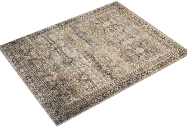global sourcing loloi layla 9'-0" x 12'-0" area rug in olive/charcoal - thick area rug, soft area rug with, vintage inspired distressed design, low pile, non-shedding, easy clean, durable living room rug oem/odm services
