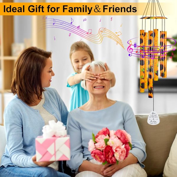 producer to buyer sunflower wind chimes for outside, 35" large aluminium wind chimes garden decor gifts for women mom grandma, outdoor decoration for yard patio porch lawn landscape discounted pricing