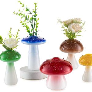 oem/odm services mushroom vase small for flowers lovers: glasseam cute red glass bud vases for home decor - 5pcs unique plant propagation station jar for living room windowsill decoration affordable bulk deals