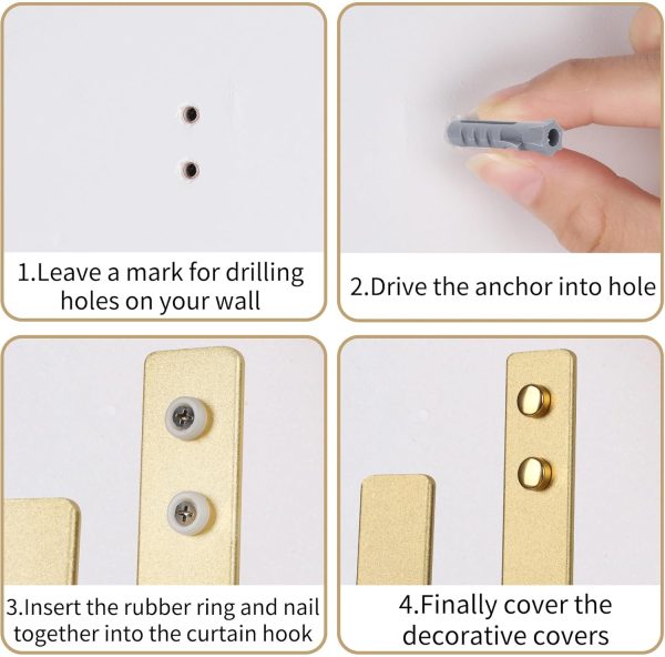 bulk purchase 2 pack modern curtain holdbacks curtain tiebacks wall mount solid aluminum u shaped curtain wall hooks curtain pull backs curtain holders curtain tie backs for curtain (2, gold) factory discount