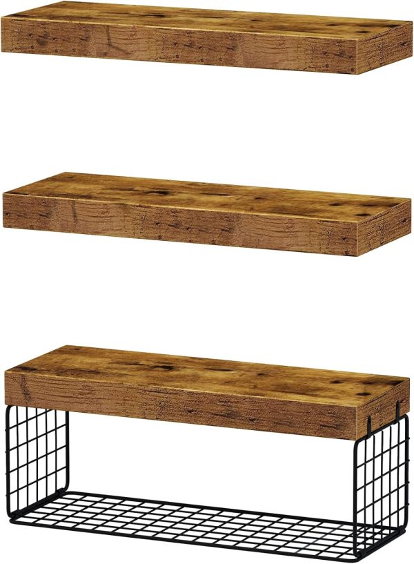 bulk purchase qeeig bathroom shelves over toilet wall mounted floating shelves farmhouse shelf toilet paper storage small 16 inch set of 3, rustic brown (019-bn3) trade price