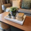 wholesale direct wood decorative coffee table serving tray, farmhouse rectangular tray with wooden bead for ottoman, entertaining, home decor, 15.7”*11.8”*1.57” (whitewashed) bulk purchase at factory prices