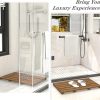 manufacturer direct bamboo wooden bath floor mat for luxury shower - non-slip bathroom waterproof carpet for indoor or outdoor use (walnut) trade price
