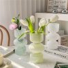 oem/odm services jspyfits glass hydroponic flower vase, 7 inches colored glass bubble vase for flower, three-layer glass funky vase for home/office/weddings/party table flower decor (milky green) affordable bulk deals
