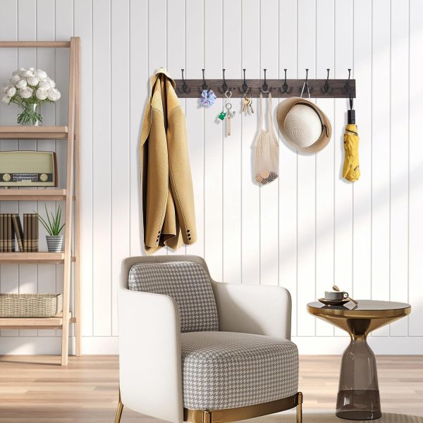 competitive pricing ibosins wall mounted coat rack with 10 decorative hooks, 34'' long, old wood color coat hanger, rustic coat hooks rail for entryway living room coat scarf bag towel hat one-stop wholesale