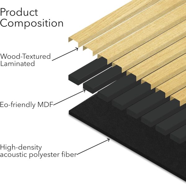 bulk purchase wood panels for wall - oak acoustic wall panels - 4pk wall wood panels - 94.49” x 12 - soundproof wood wall panels for decor - acoustic slat wood wall panels for interior decoration of walls (oak) trade price