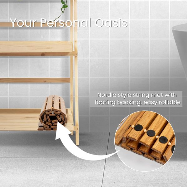 manufacturer direct strand woven bamboo bath mat bathroom rugs floor wood shower bathtub waterproof non slip accessories 16x24 inch easy to clean, suitable for outdoor, light color, 1 pc trade price