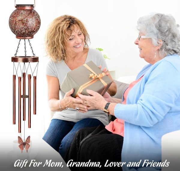 producer to buyer wind chimes for outside butterfly solar lantern, 38" flower solar wind chimes gifts for mom hanging lights, garden decor memorial wind chime, christmas windchimes outdoors gifts for women discounted pricing