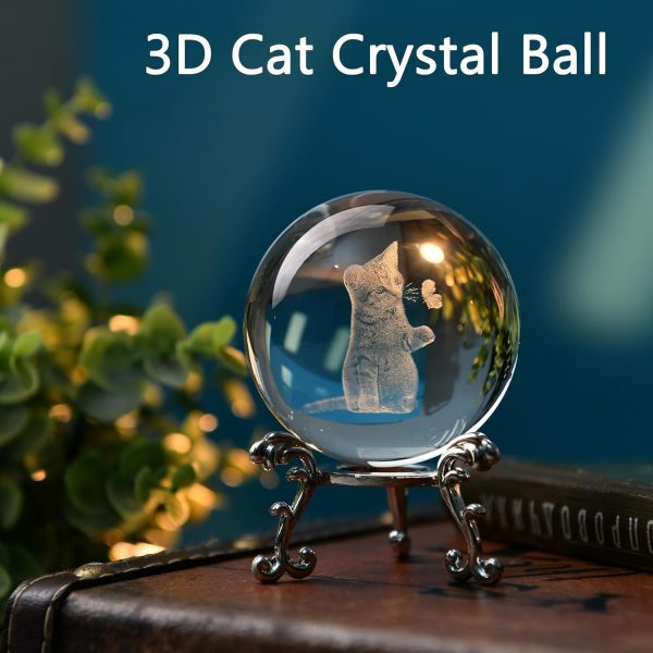 dropship from factory ifolaina 3d cat themed gifts for women decor for cat lovers cat mom crystal ball cat related sympathy figurines presents cat decorative globe decor with stand mass production supply