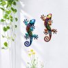 factory direct hongland metal gecko wall art 2 pack 15 inch lizard outdoor decor hanging glass sculpture decoration for garden fence home volume discount