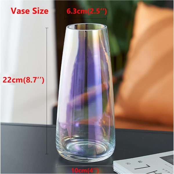 oem/odm services fantesticryan modern glass vase irised crystal clear glass vase for home office decor (neon clear) affordable bulk deals