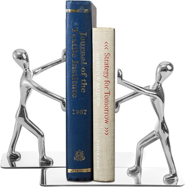 supplier direct fasmov heavy duty stainless steel man bookends nonskid bookends art bookend,1 pair(silver) wholesale prices