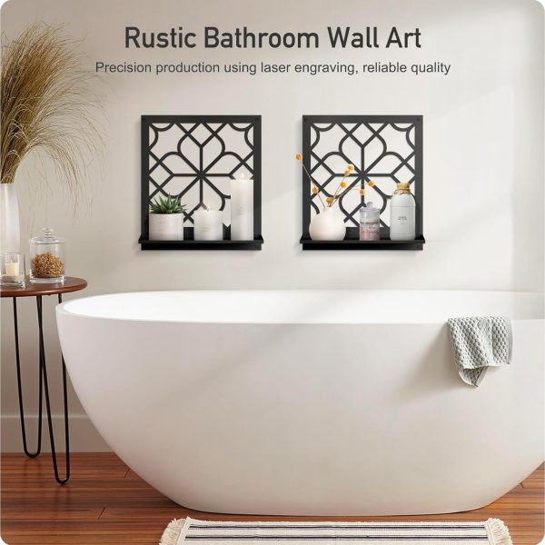 factory direct black metal wall decor, minimalist retro line wall art, metal wall candle holdert, farmhouse rustic bathroom wall art, aesthetics wall hanging for living room bedroom bathroom (2 pack, 11.8 x 13 in) volume discount