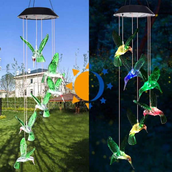 producer to buyer six foxes wind chime, solar hummingbird wind chimes outdoor/indoor(gifts for mom/momgrandma gifts/birthday gifts for mom) outdoor decor,yard decorations,memorial wind chimes,mom's best gifts discounted pricing