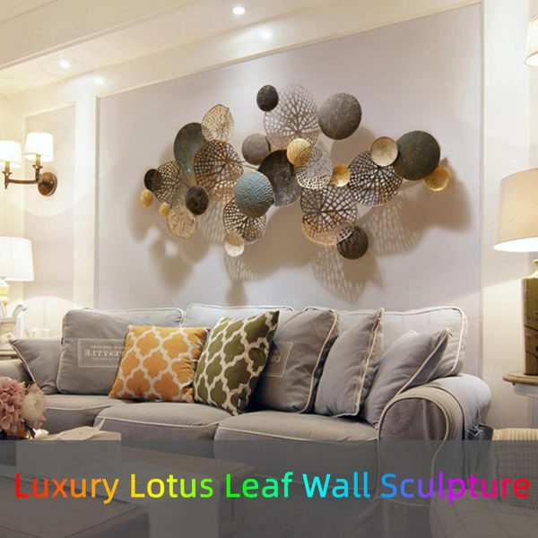 factory direct zzyyzz large metal wall decor, boho lotus leaf metal wall decoration, 3d stacked flower wall art décor, nautical coastal outdoor wall decor, for living room bedroom dining room, 52.5" x 26.5" volume discount