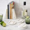 supplier direct main + mesa geometric marble bookends with brass inlay, white wholesale prices