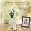 oem/odm services cat shaped ceramic vase, kitty decorative vase, floral kitty vase decor, cat table centerpiece, cute u-shaped tube vase for home living room office bedroom affordable bulk deals