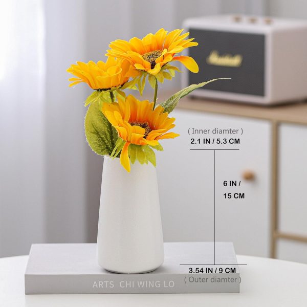 oem/odm services white vase - white ceramic vase, 6“ white flower vase, bright white not off white, boho vase for pampas grass, minimalist modern textured vase for home decor, table shelf living room farmhouse decor affordable bulk deals