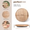 wholesale direct wood lazy susan organizer kitchen turntable for cabinet farmhouse bathroom decor round decorative tray for vanity, counter, sink, coffee table, 10 inch, brown bulk purchase at factory prices