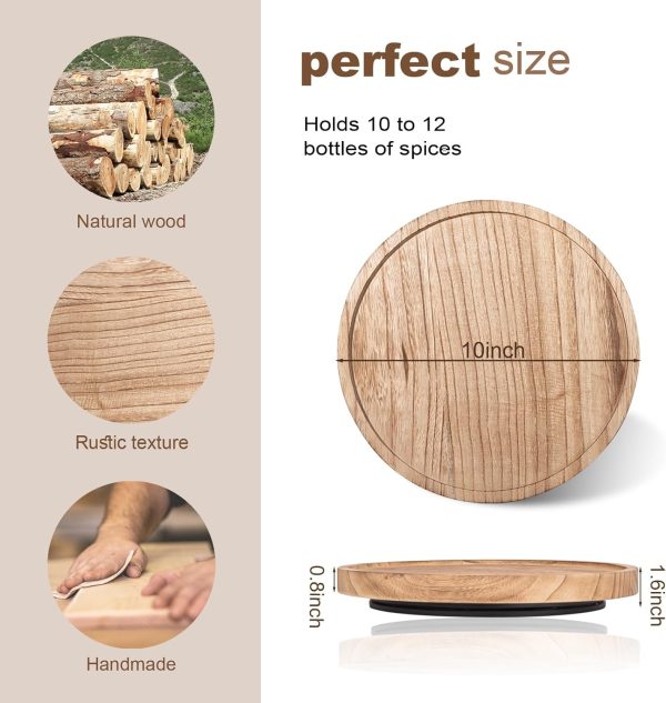 wholesale direct wood lazy susan organizer kitchen turntable for cabinet farmhouse bathroom decor round decorative tray for vanity, counter, sink, coffee table, 10 inch, brown bulk purchase at factory prices