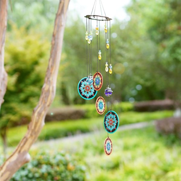 producer to buyer flower wind chimes outdoors with colorful glass beads deep tone memorial sympathy window garden hanging windchimes for outside discounted pricing