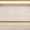 wholesale direct wv 17.8 * 11.8 “ ivory shagreen large serving tray, faux leather home decorative tray, coffee table ottoman tray with brushed gold stainless steel handle （ivory bulk purchase at factory prices