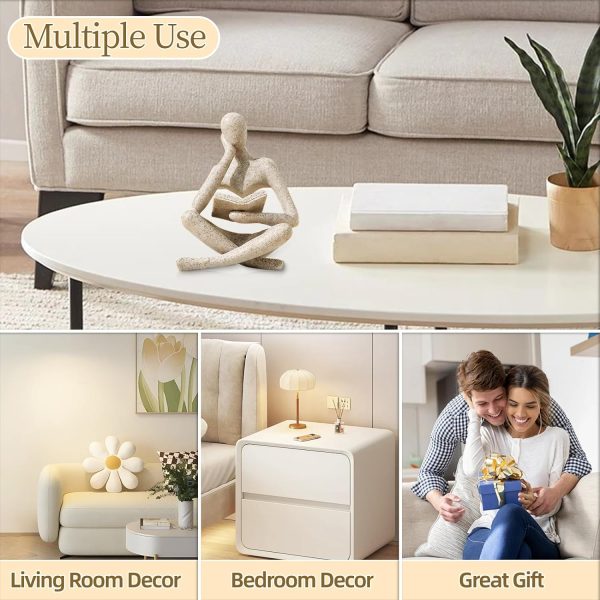 dropship from factory bookshelf decor thinker statue - abstract art reading thinker sculpture figurine room decor aesthetic, modern home decoration for living room office shelves coffee table desk decor(beige a) mass production supply