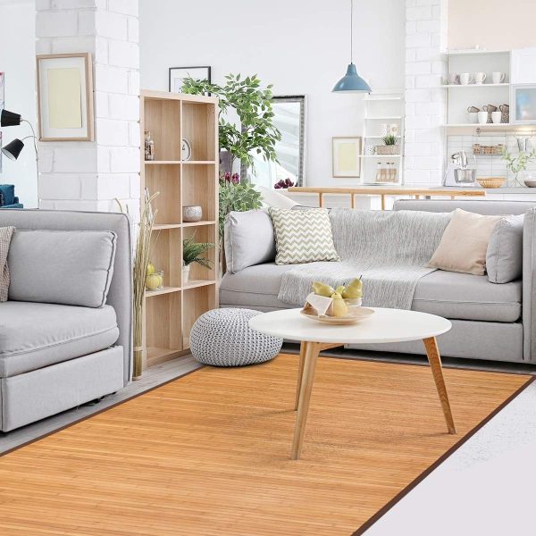 manufacturer direct happygrill bamboo area rug, 5' x 8' floor carpet, floor mat with anti-slip backing, easy care,indoor roll-up runner rug for bedroom, living room, entryway trade price