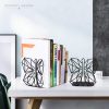 supplier direct alsonerbay bookends geometric decorative metal book stoppers abstract creative book supports, book holders for shelves, butterfly book ends for office 1 pair (black) wholesale prices